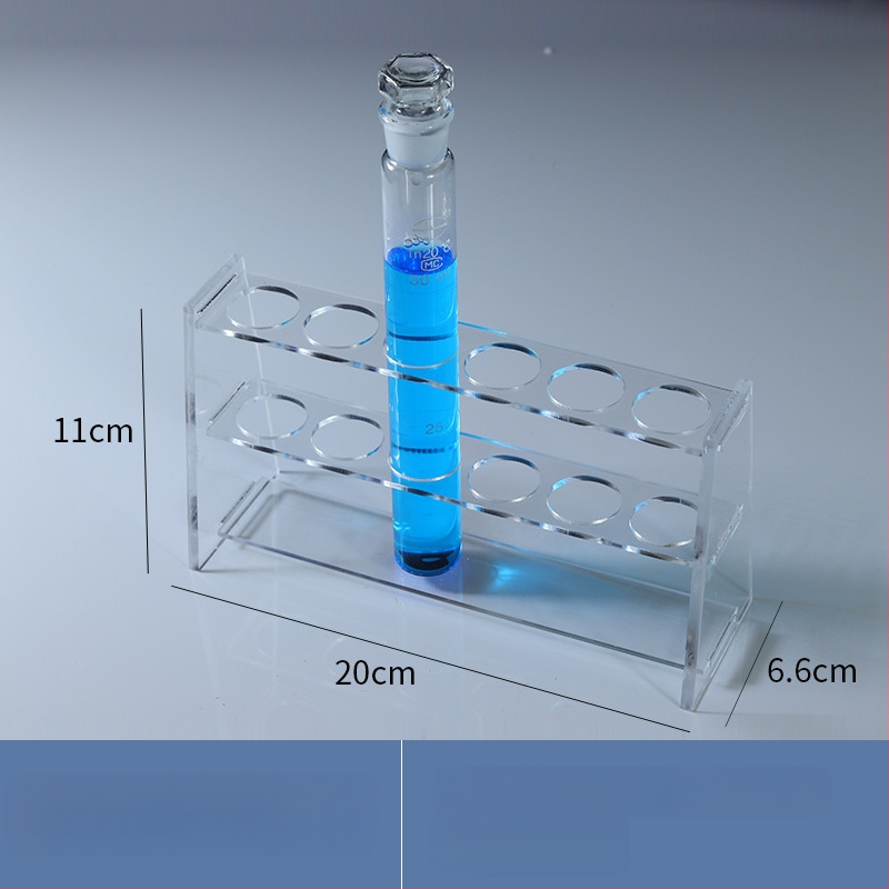Γυάλινο στήριγμα σωληναρίων χρωματομετρίας για σωληνάρια 10/25/50/100 mL, 6–30 οπές, μονή ή διπλή σειρά