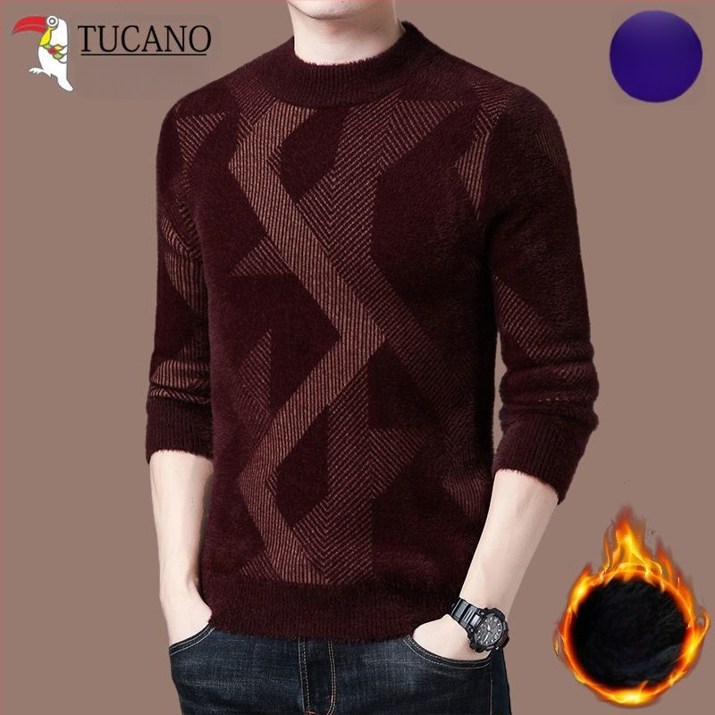 Muški pleteni pulover s poluvisokim okruglim ovratnikom, zima 2019, uravnotežene veličine