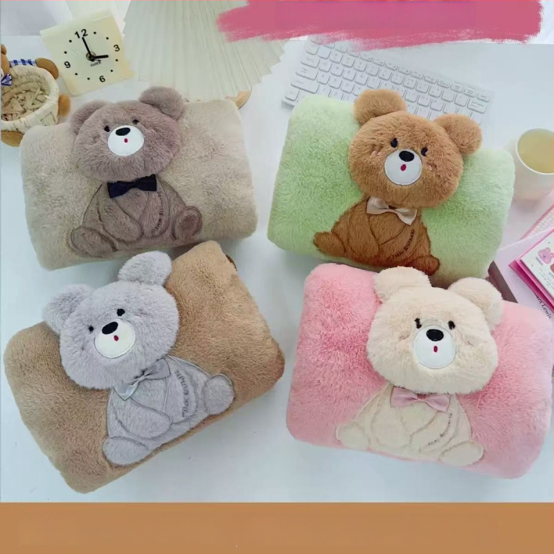 Újratöltő melegviz-palack rajzfilmszerű dizájnnal, robbanásbiztos elektromos melegítővel, plüss kézmelegítő tok cipzárral, levehető és mosható, Corduroy anyagú, modell Double Hands, 220V, 500W, Hőkezelés módja: Töltés, Jiabeibei