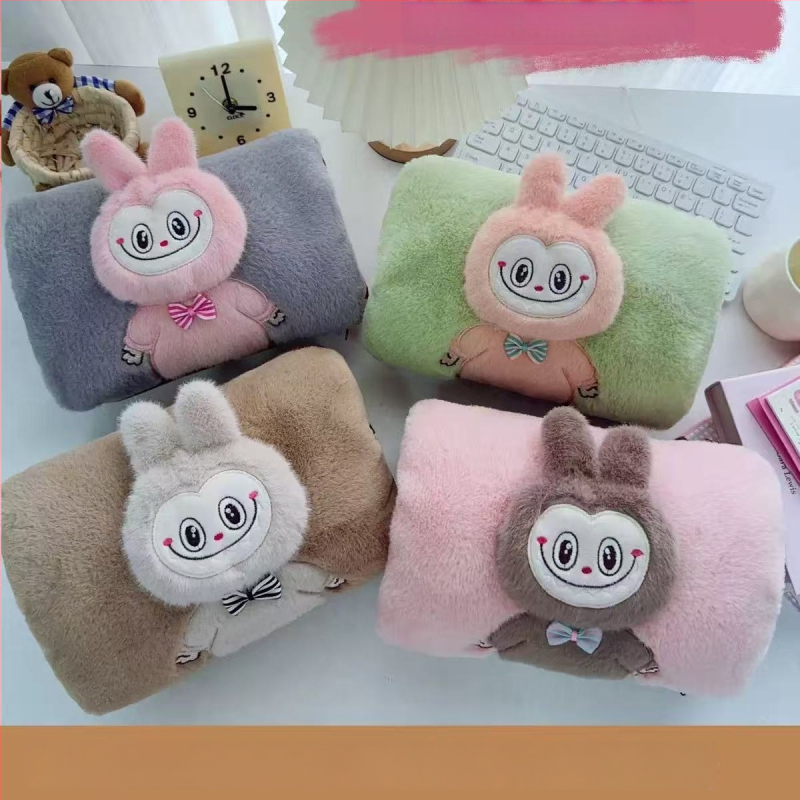 Újratöltő melegviz-palack rajzfilmszerű dizájnnal, robbanásbiztos elektromos melegítővel, plüss kézmelegítő tok cipzárral, levehető és mosható, Corduroy anyagú, modell Double Hands, 220V, 500W, Hőkezelés módja: Töltés, Jiabeibei