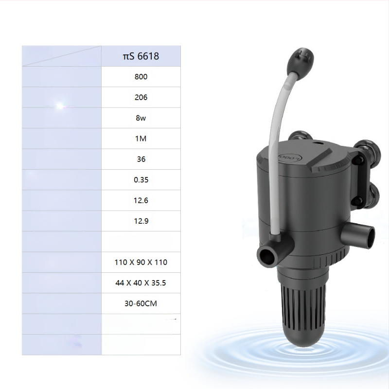 Haiyi подводна аквариумна помпа с филтър и аератор — вертикален дизайн, 3 в едно, тегло 0,375 кг