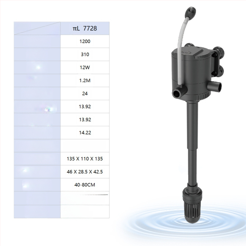 Haiyi подводна аквариумна помпа с филтър и аератор — вертикален дизайн, 3 в едно, тегло 0,375 кг