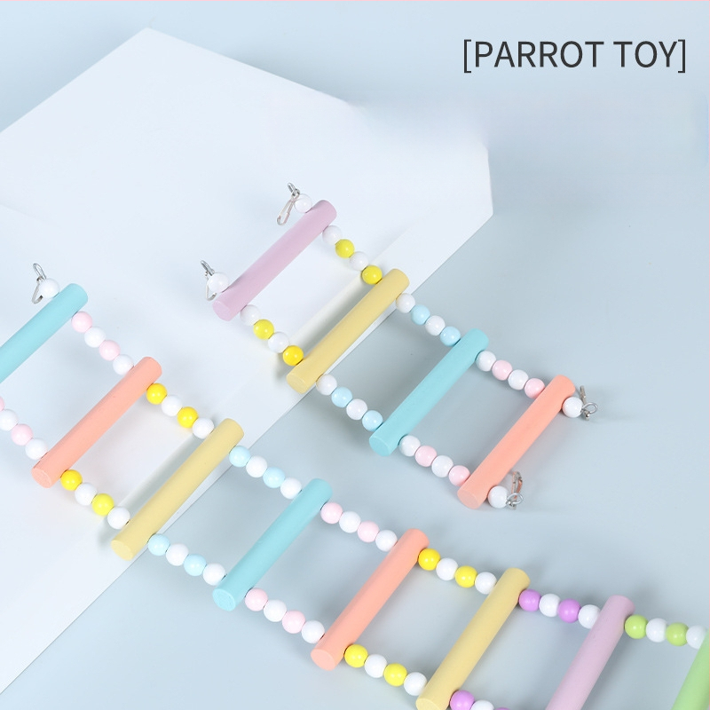 Happy Parrot scară de cățărare din lemn și leagăn pentru cușca păsilor