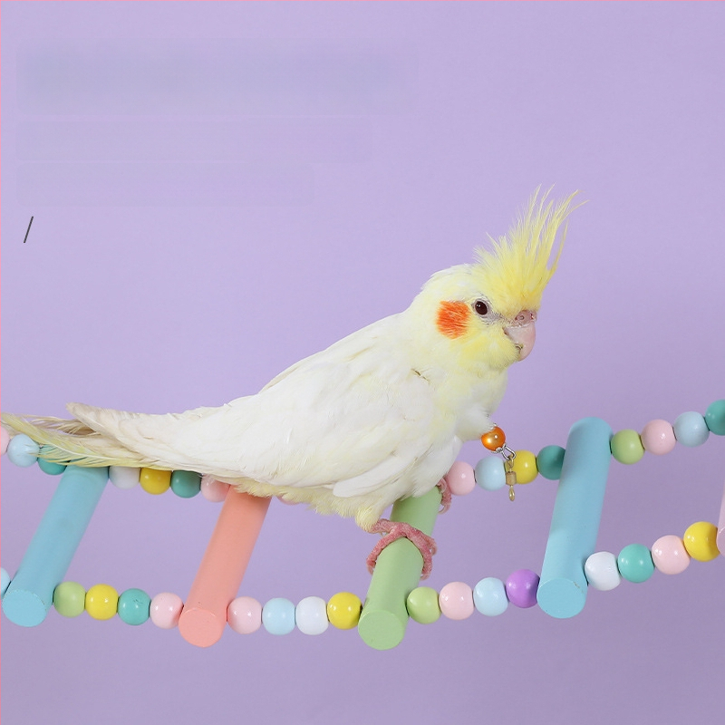 Happy Parrot scară de cățărare din lemn și leagăn pentru cușca păsilor