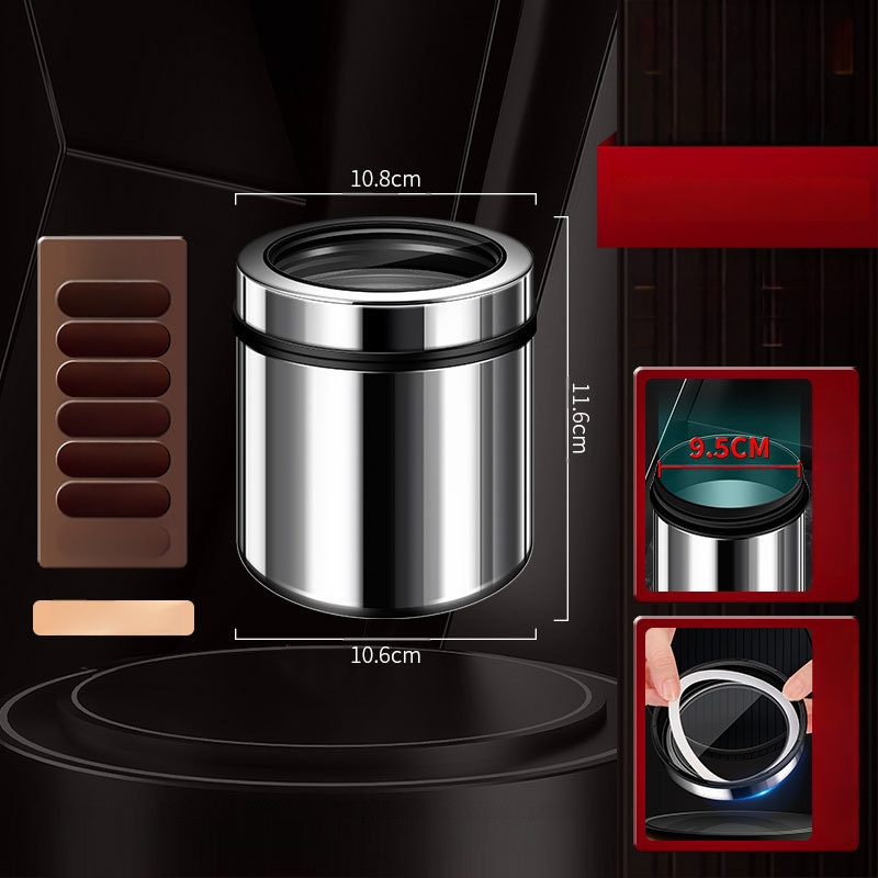 316 rozsdamentes acélból készült zárható tároló kávébabok és teák számára, kör alakú, 1–2 L, modern minimalista stílus, testreszabás elérhető