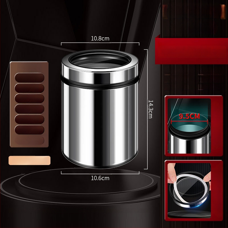 316 rozsdamentes acélból készült zárható tároló kávébabok és teák számára, kör alakú, 1–2 L, modern minimalista stílus, testreszabás elérhető