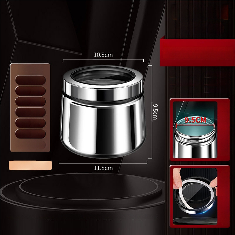 316 rozsdamentes acélból készült zárható tároló kávébabok és teák számára, kör alakú, 1–2 L, modern minimalista stílus, testreszabás elérhető