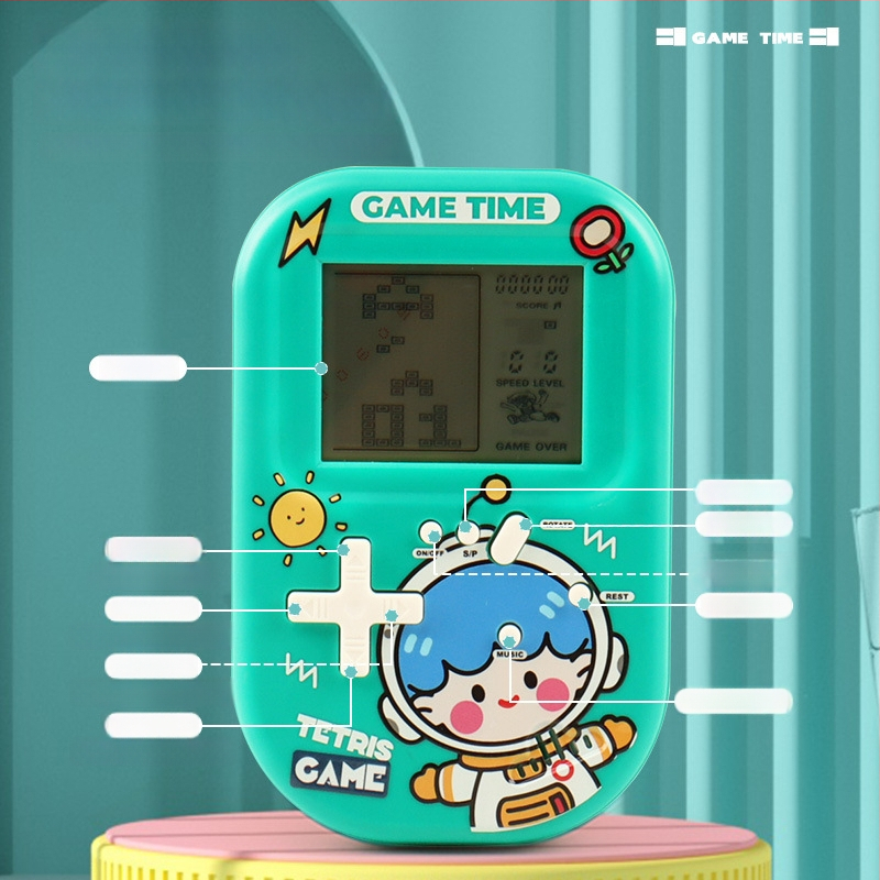 Tetris hordozható játékkonzol eredeti játék szoftverrel, retro nosztalgikus stílus, 1GB memória, egy játékos számára