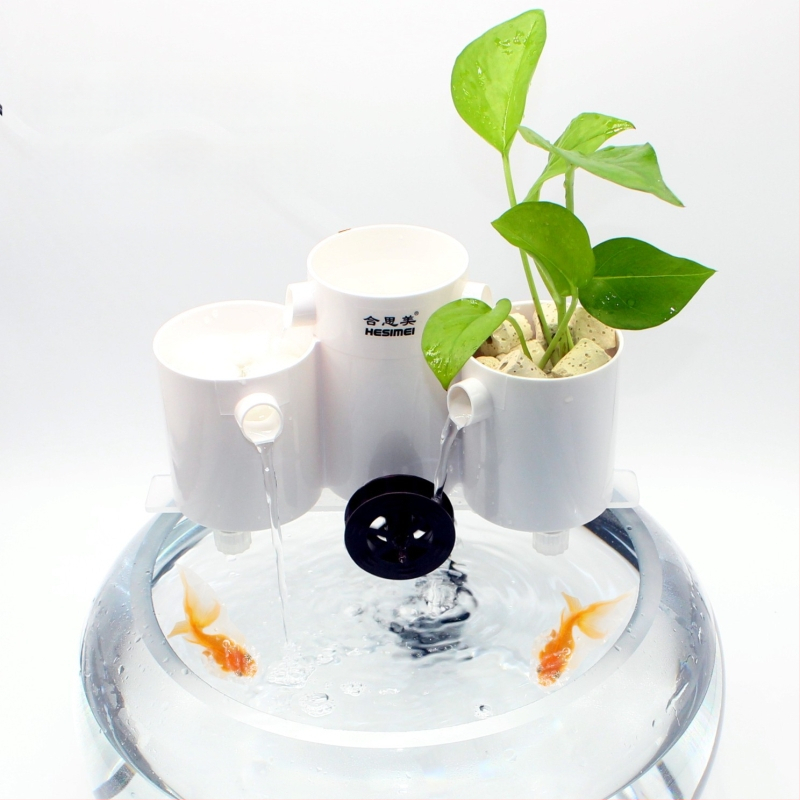 Hesimei okrúhly box filtra pre akvárium, 3-v-1 čistenie a okysličovanie, ABS plast, hmotnosť 200 g