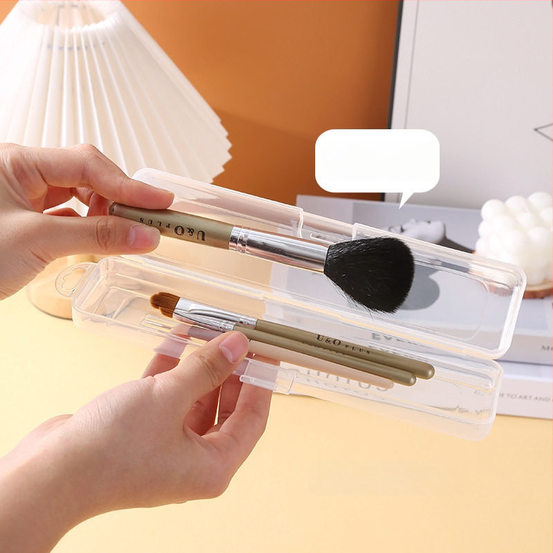 Κουτί αποθήκευσης πινέλων μακιγιάζ με καπάκι προστασίας από σκόνη – διαφανής φορητός οργανωτής για μολύβια φρυδιών, σκιές ματιών και πινέλα (PP πλαστικό, χωρητικότητα 1 L)