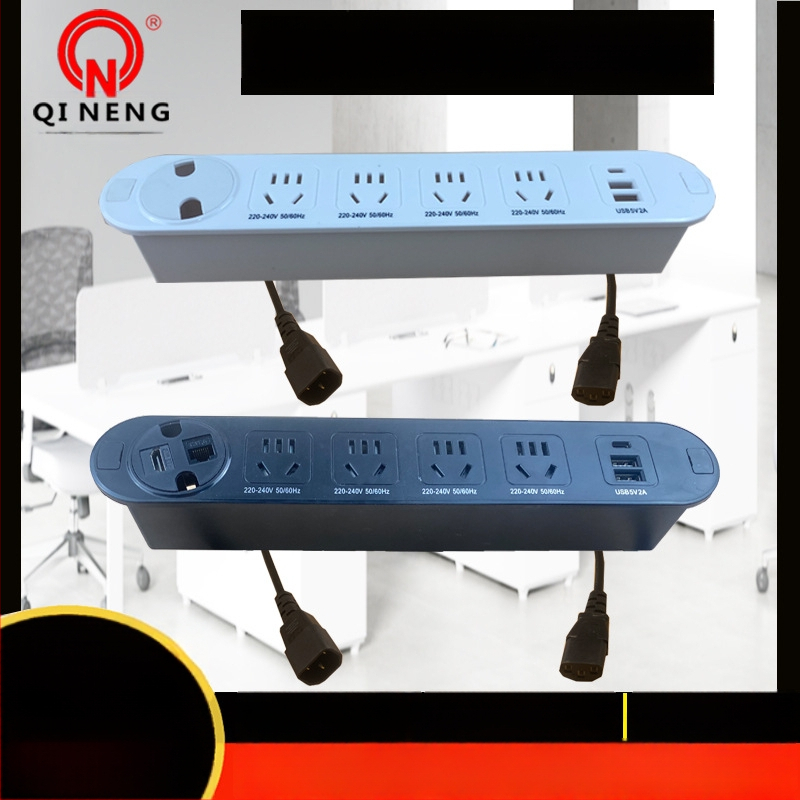 Qineng επιτραπέζιο ενσωματωμένο πολύμπριζο με διπλές υποδοχές, δυνατότητα Daisy-chain, θύρες USB και USB-C