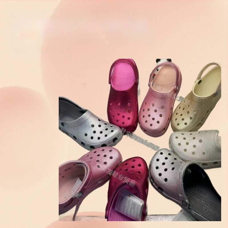 Shining Star serija: glitter Crocs-stil sandale za žene s stražnjim remenom, protuklizne ljetne obuće