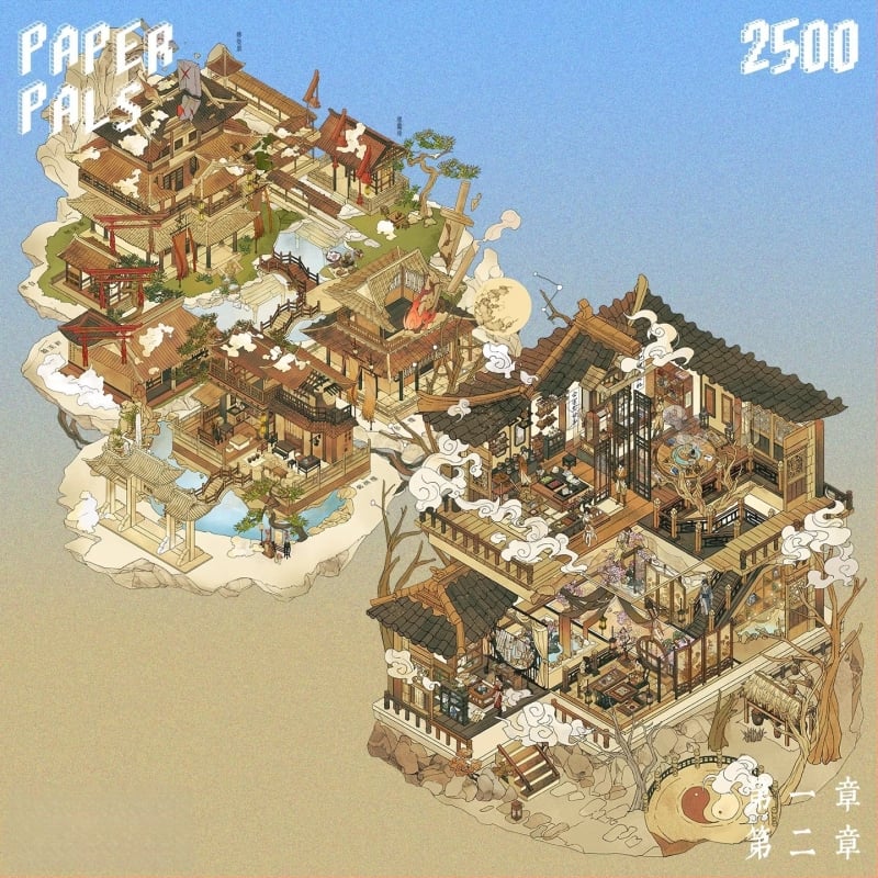 Paper Bubble Diorama сцена стикер – PET материал, Нов китайски стил, Печат, DM010011107