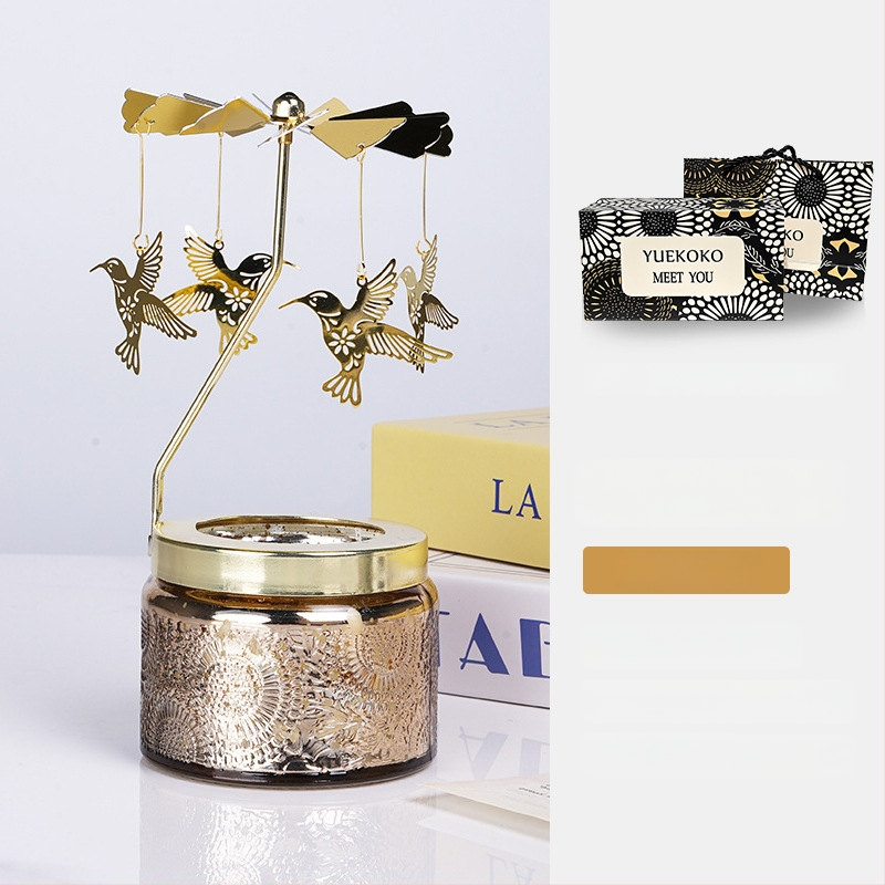 Forgó lámpás gyertyatartó, hengeralakú, illatos szójagyertya, kézműves