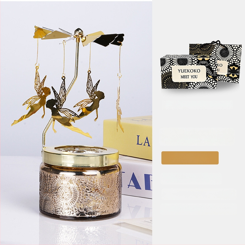 Forgó lámpás gyertyatartó, hengeralakú, illatos szójagyertya, kézműves