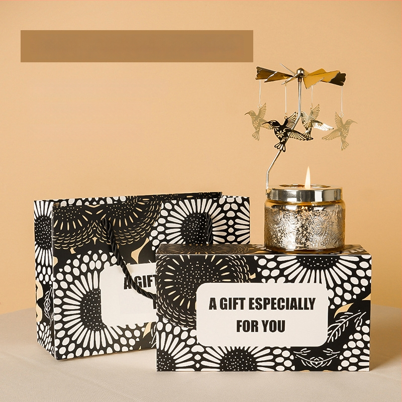 Forgó lámpás gyertyatartó, hengeralakú, illatos szójagyertya, kézműves