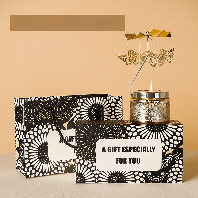 Forgó lámpás gyertyatartó, hengeralakú, illatos szójagyertya, kézműves