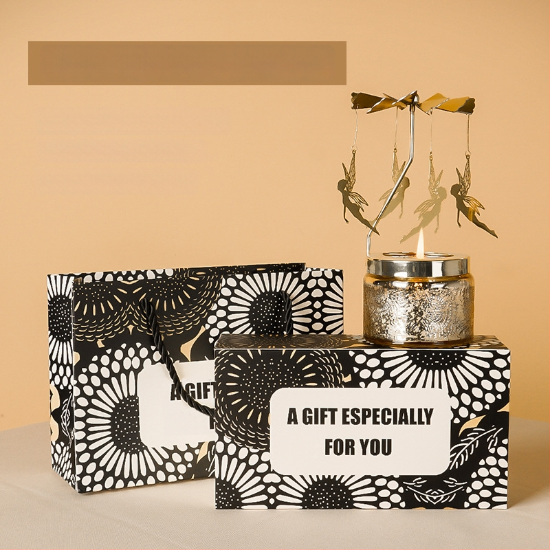 Forgó lámpás gyertyatartó, hengeralakú, illatos szójagyertya, kézműves