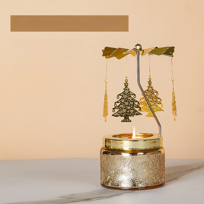 Forgó lámpás gyertyatartó, hengeralakú, illatos szójagyertya, kézműves