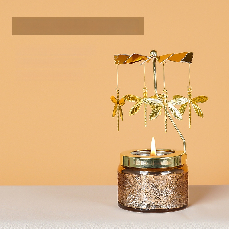 Forgó lámpás gyertyatartó, hengeralakú, illatos szójagyertya, kézműves