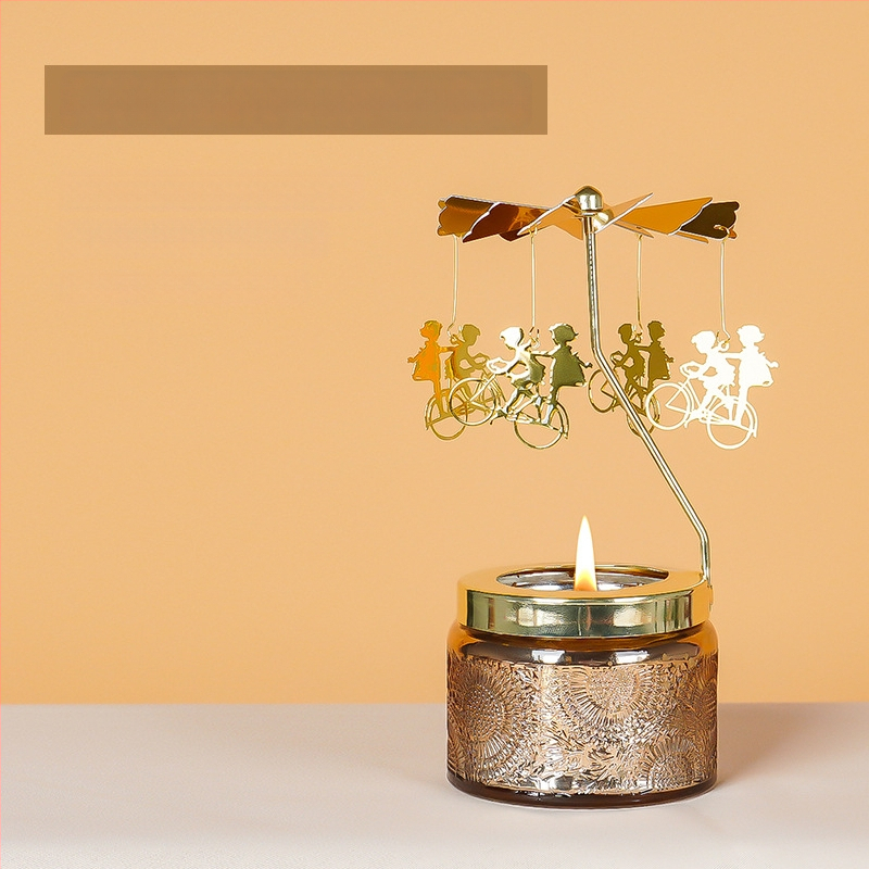 Forgó lámpás gyertyatartó, hengeralakú, illatos szójagyertya, kézműves