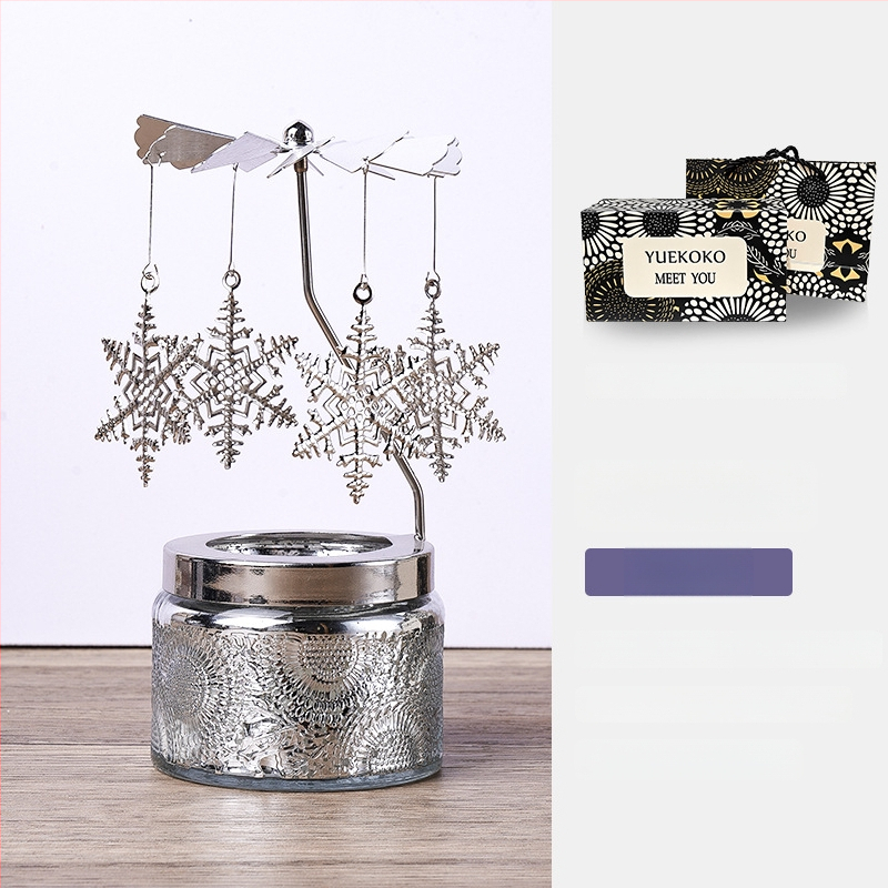 Forgó lámpás gyertyatartó, hengeralakú, illatos szójagyertya, kézműves