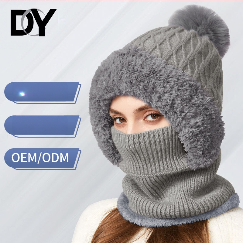 Σετ πλεκτό καπέλο και φουλάρι με υψηλή ελαστικότητα (Ακρυλικό νήμα; Μονόχρωμο; Για ενήλικες γυναίκες; Χειμώνας)