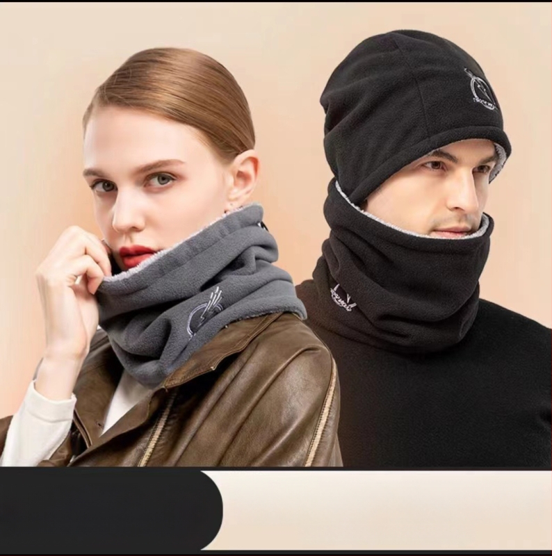 Σετ δύο τεμαχίων: καπέλο και λαιμό από πολάρ φλίς, unisex ενήλικες, ανθεκτικό στον άνεμο, με επένδυση φλίς