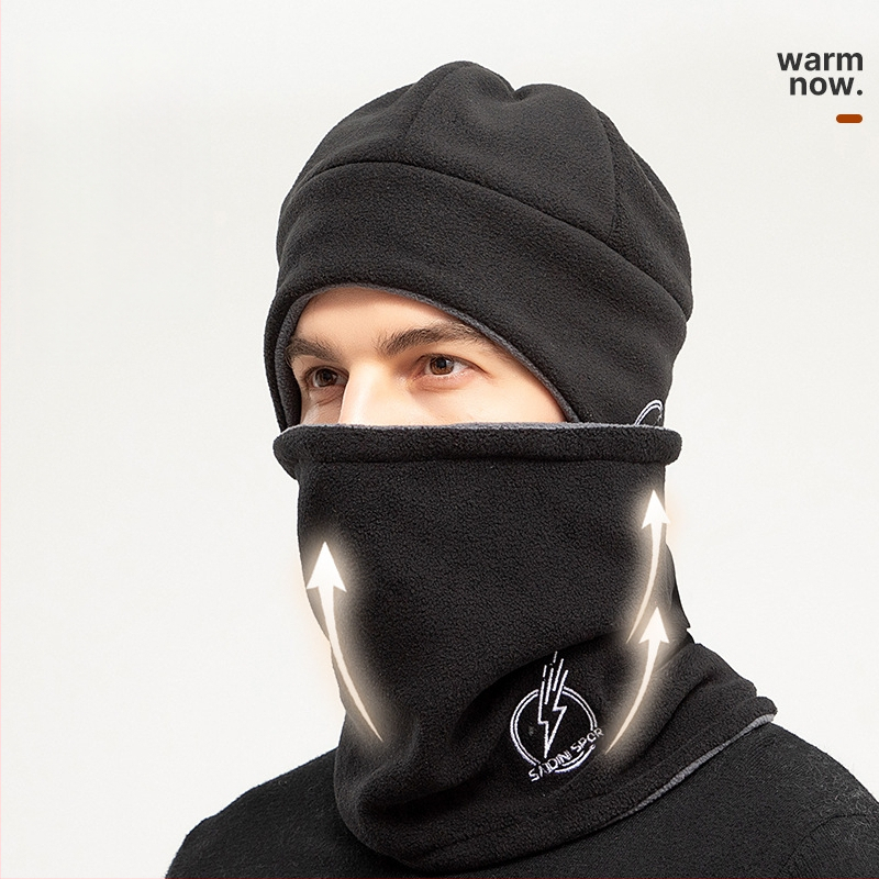 Σετ δύο τεμαχίων: καπέλο και λαιμό από πολάρ φλίς, unisex ενήλικες, ανθεκτικό στον άνεμο, με επένδυση φλίς