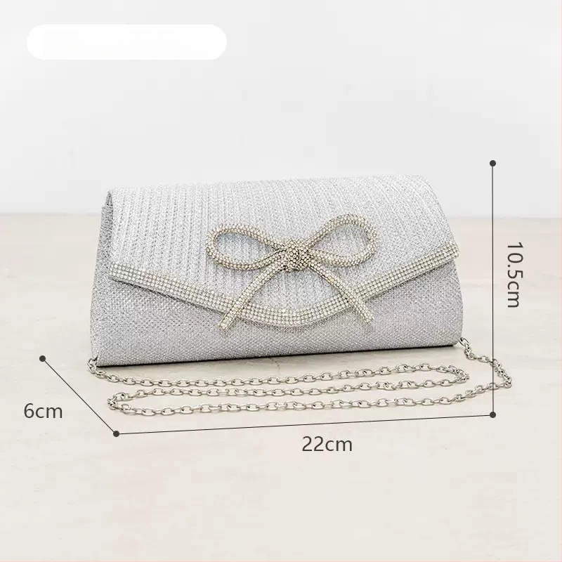 Večernja clutch inspirirana Europom i Amerikom s kristalima, plisirana mašna, PU mini kvadratna torbica