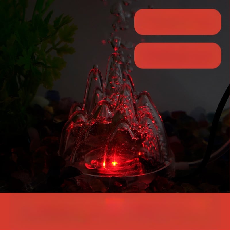 Akvaris buboréklámpa vulkáni tájjal, oxigénpumpa, pagoda lámpa, vízálló
