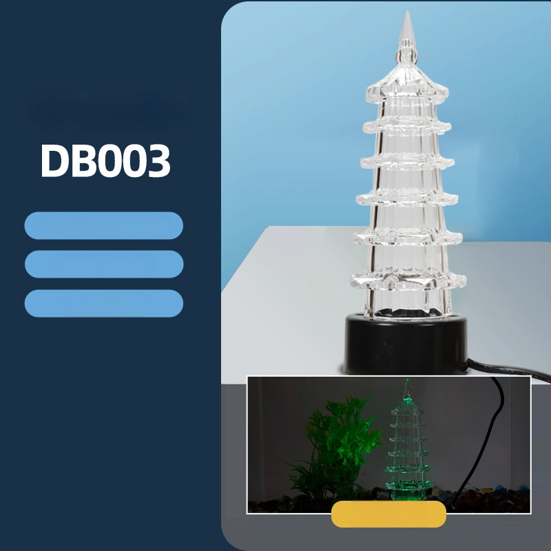 Akvaris buboréklámpa vulkáni tájjal, oxigénpumpa, pagoda lámpa, vízálló