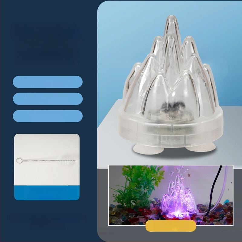 Akvaris buboréklámpa vulkáni tájjal, oxigénpumpa, pagoda lámpa, vízálló