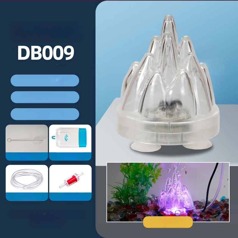 Akvaris buboréklámpa vulkáni tájjal, oxigénpumpa, pagoda lámpa, vízálló