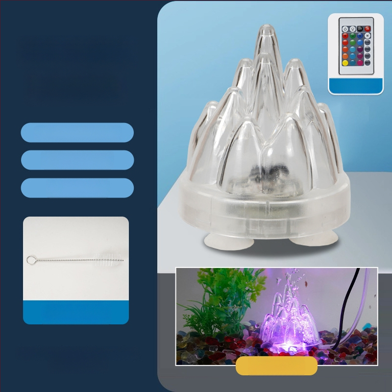 Akvaris buboréklámpa vulkáni tájjal, oxigénpumpa, pagoda lámpa, vízálló