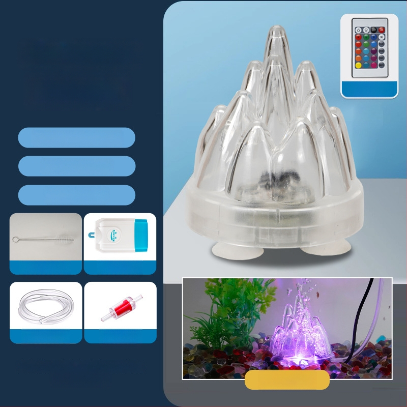 Akvaris buboréklámpa vulkáni tájjal, oxigénpumpa, pagoda lámpa, vízálló
