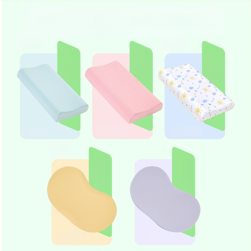 Детска латексна възглавница с опора за шията - естествен латекс 90%+, правоъгълна форма, покривка от синтетични влакна, подходяща за всички сезони