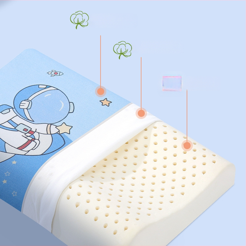 Детска латексова възглавница Kadoubei — естествен латекс, съдържание латекс повече от 90%, ядро: 100% памук, форма: правоъгълник