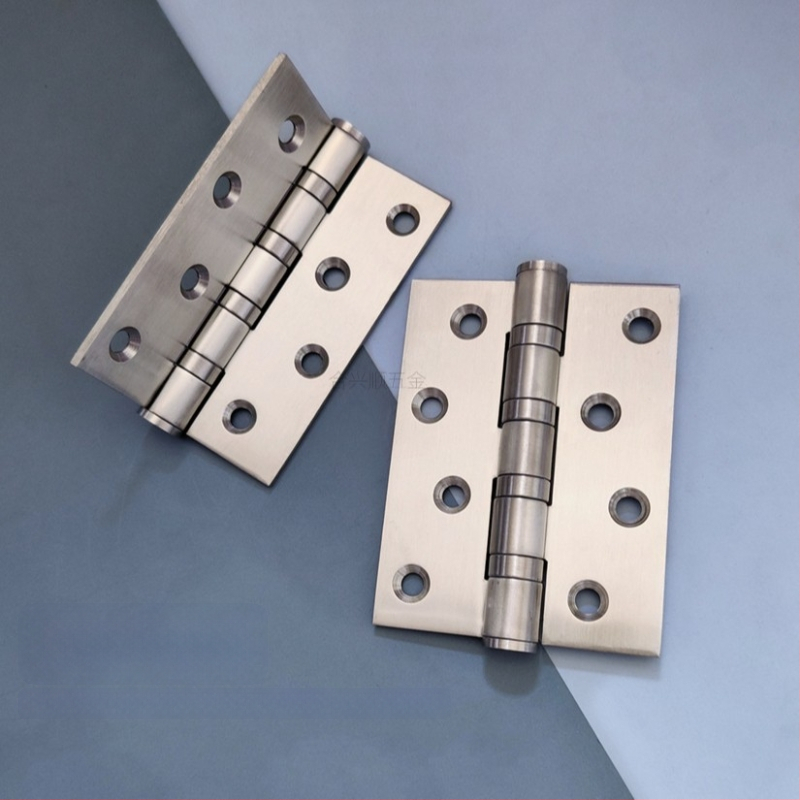 Szekrényajtó zsanér, rozsdamentes acélból, csiszolt felület, lapos nyitású modell, modern minimalista dizájn