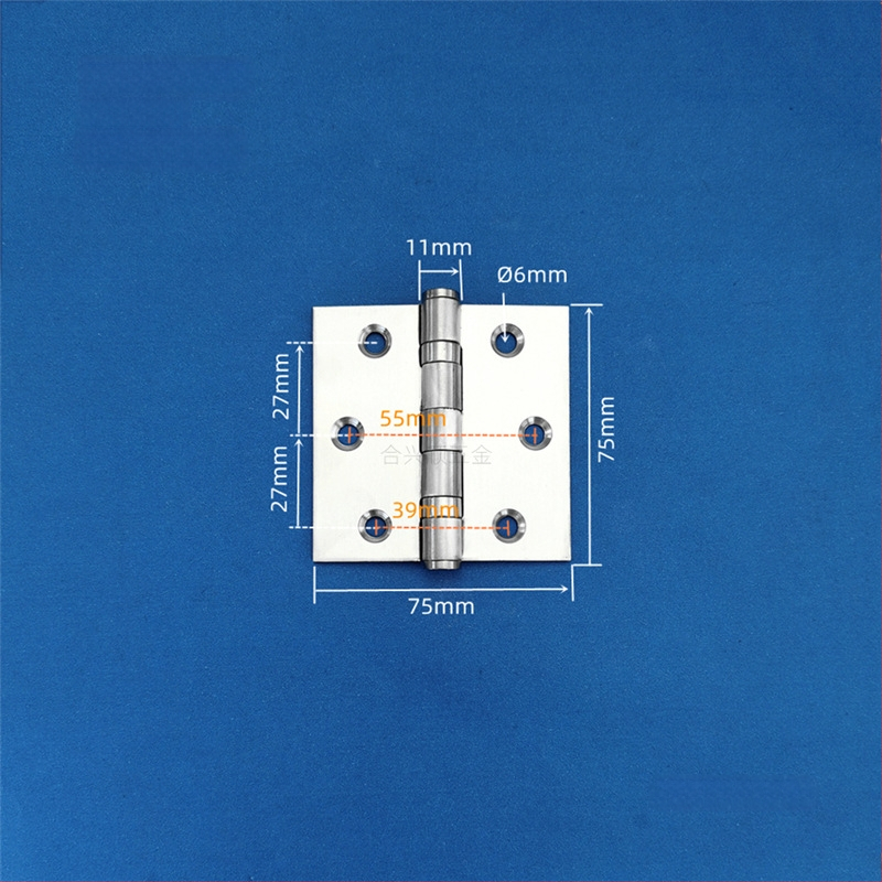 Szekrényajtó zsanér, rozsdamentes acélból, csiszolt felület, lapos nyitású modell, modern minimalista dizájn