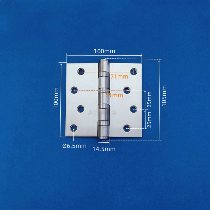 Szekrényajtó zsanér, rozsdamentes acélból, csiszolt felület, lapos nyitású modell, modern minimalista dizájn