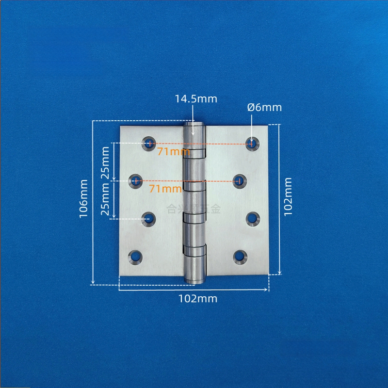 Szekrényajtó zsanér, rozsdamentes acélból, csiszolt felület, lapos nyitású modell, modern minimalista dizájn