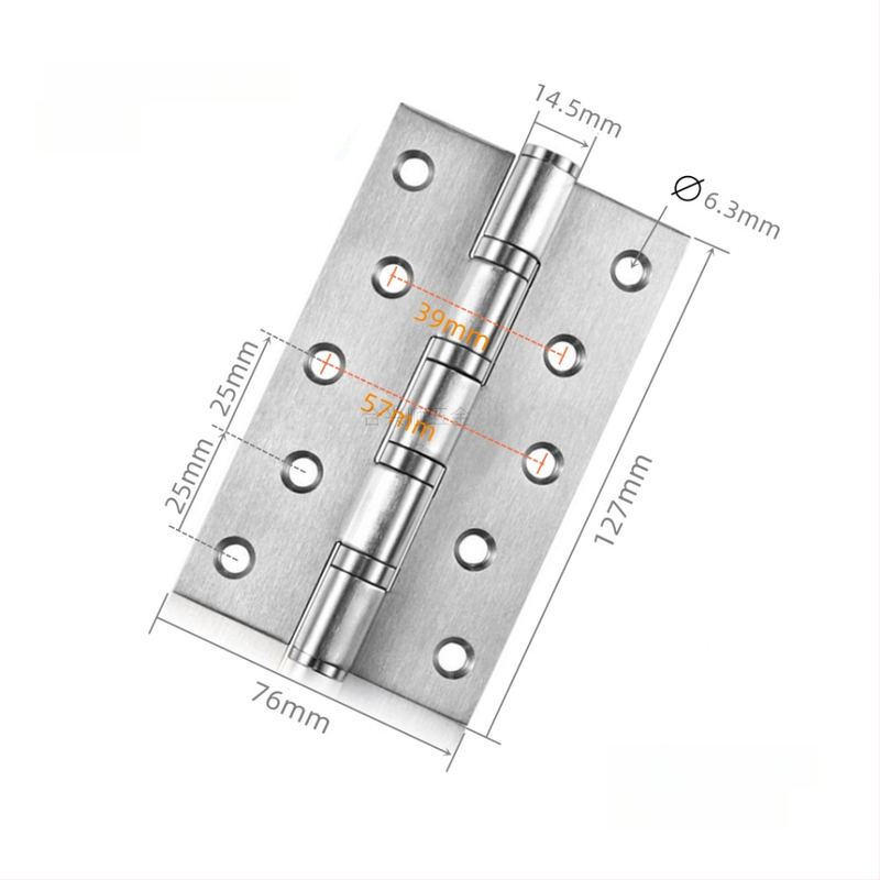 Szekrényajtó zsanér, rozsdamentes acélból, csiszolt felület, lapos nyitású modell, modern minimalista dizájn