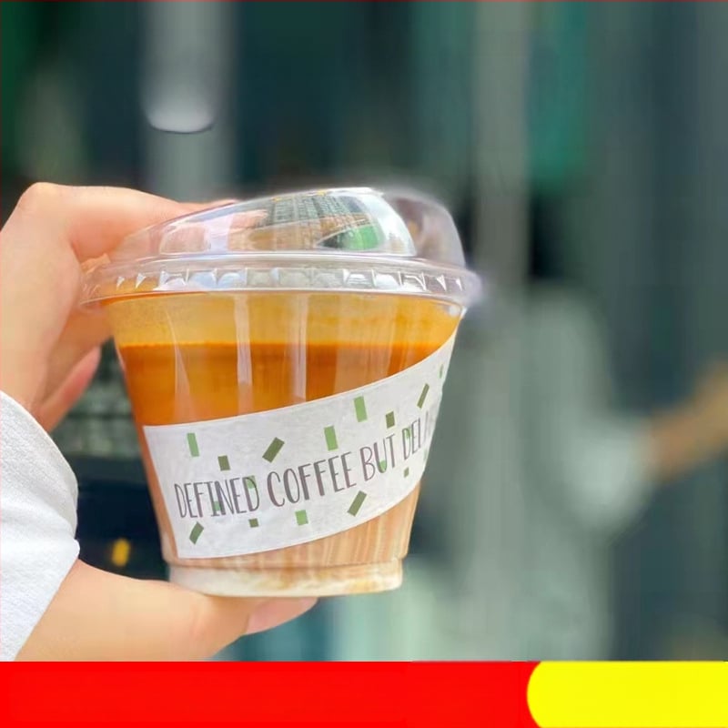 Μίας χρήσης PET ποτήρι για ροφήματα με γάλα/latte, 301–400 ml, διαφανές, χωρίς διαρροές, εκτύπωση λογοτύπου, δυνατότητα προσαρμογής