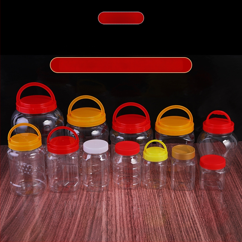 Прозрачен PET съд за съхранение с широко гърло, хранителна опаковка, офсетово печатване