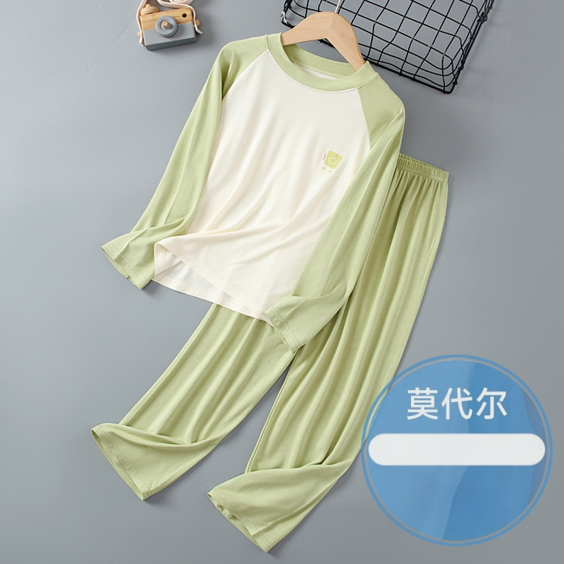 Set de pijamale pentru copii cu mâneci lungi și pantaloni lungi, viscoză respirabilă 95%, țesătură tratată moale, pentru toate sezoanele