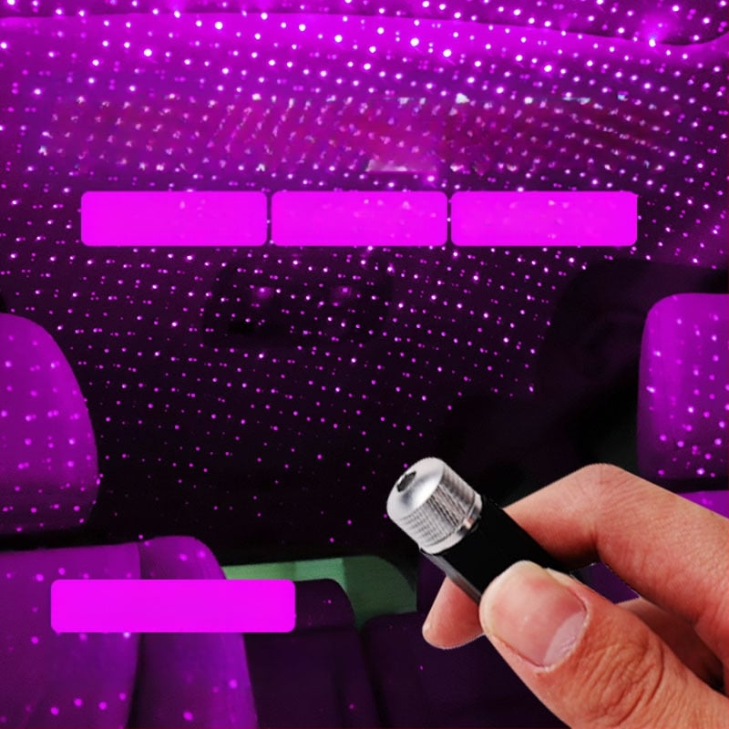 Auto interiérové LED s laserovou projekciou, XKD-11, USB napájanie, materiál: hliníková zliatina + ABS