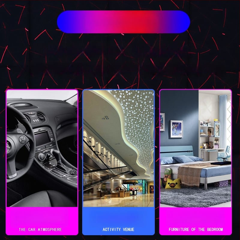 Auto interiérové LED s laserovou projekciou, XKD-11, USB napájanie, materiál: hliníková zliatina + ABS