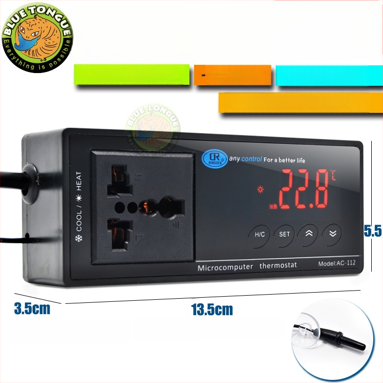 Дървен террариум за влечуги с керамична лампа и електронен термостат за контрол на температурата