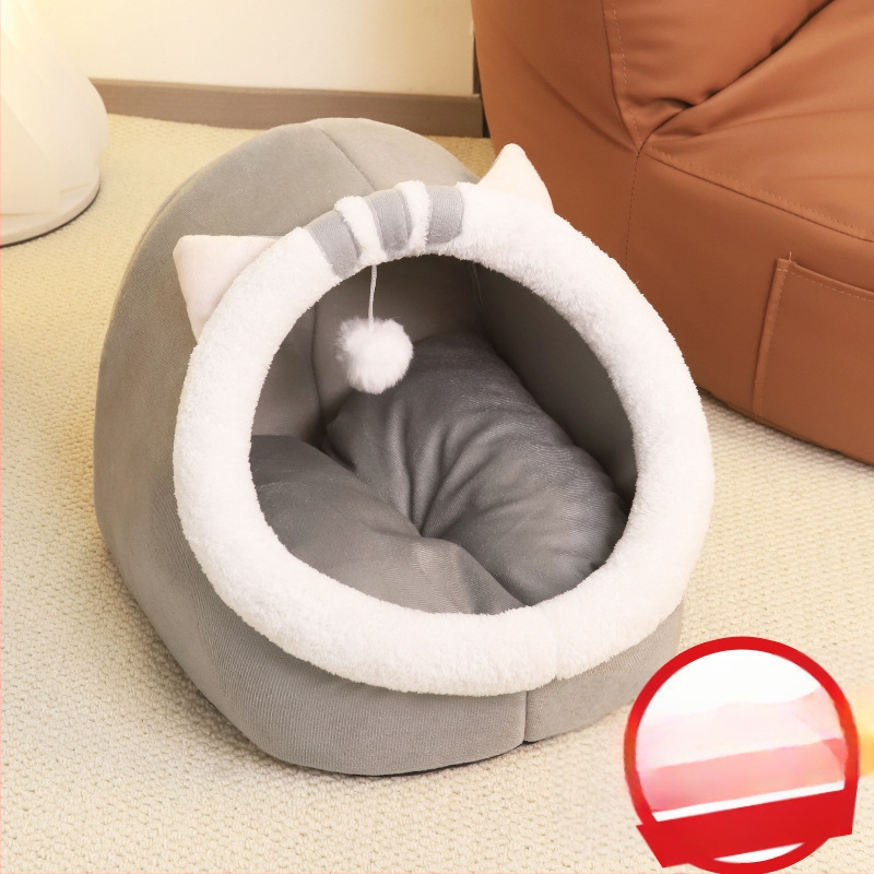 Κρεβατάκι γάτας με PP βαμβάκι – Προέλευση Τζιανγκσού, Για Γάτες, Πολύ-Κλειστό Θερμό Σπιτάκι